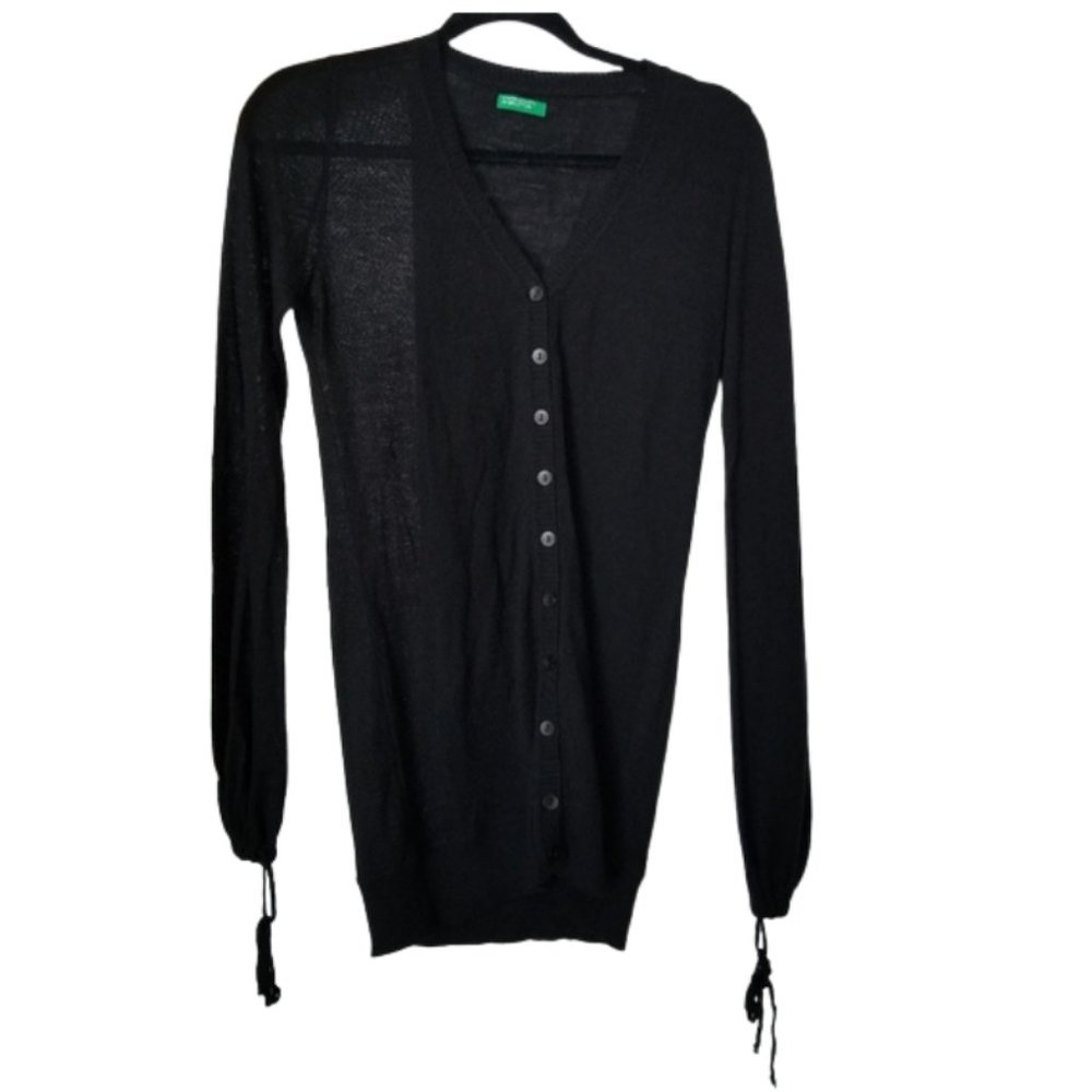United Colors of Benetton Black Lightweight Tie Wrist Cardigan size XS